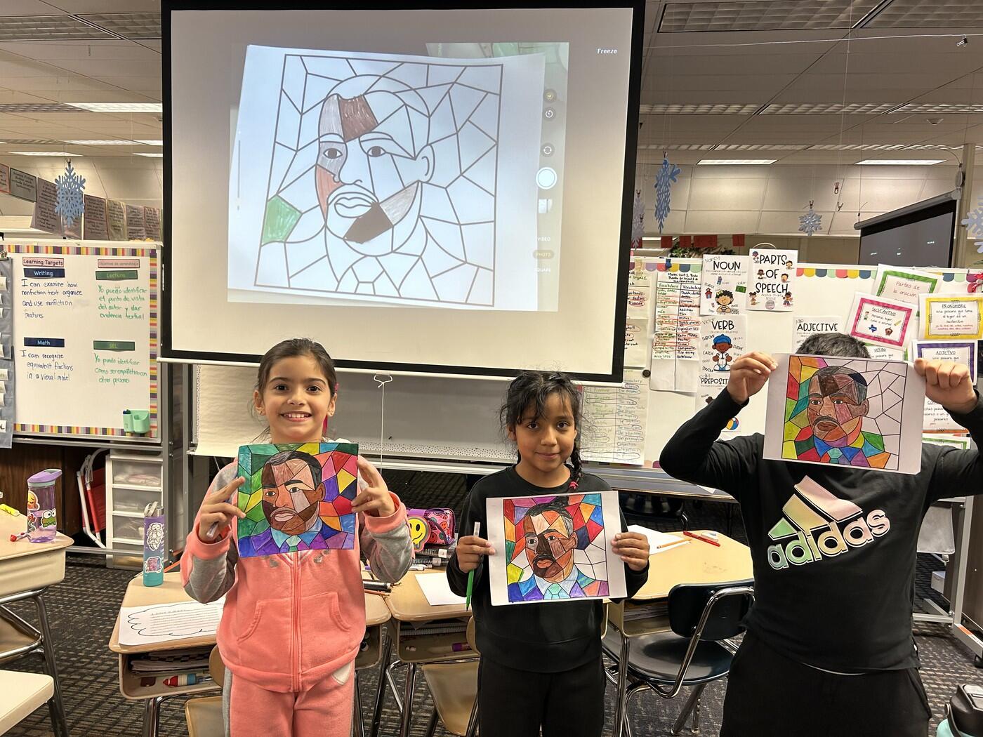 Celebrating Martin Luther King Jr. with some artwork in Mrs. DeLeon's class 