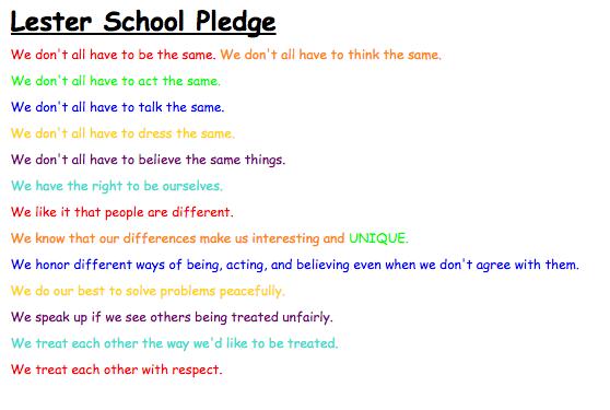 Lester School Pledge image in color